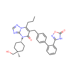 CCCc1c(Cc2ccc(-c3ccccc3-c3noc(=O)[nH]3)cc2)c(=O)n([C@H]2CC[C@](C)(CO)CC2)c2ncnn12 ZINC000261163871