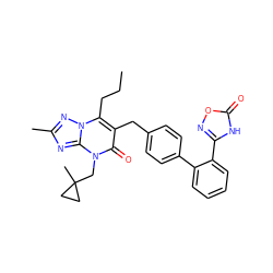 CCCc1c(Cc2ccc(-c3ccccc3-c3noc(=O)[nH]3)cc2)c(=O)n(CC2(C)CC2)c2nc(C)nn12 ZINC000096178230