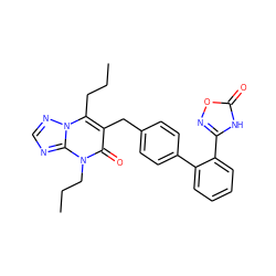 CCCc1c(Cc2ccc(-c3ccccc3-c3noc(=O)[nH]3)cc2)c(=O)n(CCC)c2ncnn12 ZINC000096178225