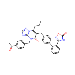 CCCc1c(Cc2ccc(-c3ccccc3-c3noc(=O)[nH]3)cc2)c(=O)n(Cc2ccc(C(C)=O)cc2)c2ncnn12 ZINC000096178224