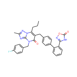 CCCc1c(Cc2ccc(-c3ccccc3-c3noc(=O)[nH]3)cc2)c(=O)n(Cc2ccc(F)cc2)c2nc(C)nn12 ZINC000096178219