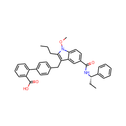 CCCc1c(Cc2ccc(-c3ccccc3C(=O)O)cc2)c2cc(C(=O)N[C@@H](CC)c3ccccc3)ccc2n1OC ZINC000103263759