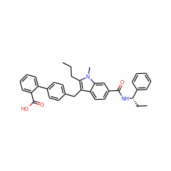 CCCc1c(Cc2ccc(-c3ccccc3C(=O)O)cc2)c2ccc(C(=O)N[C@@H](CC)c3ccccc3)cc2n1C ZINC000103263752