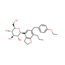 CCCc1c(Cc2ccc(OCC)cc2)cc([C@@H]2O[C@H](CO)[C@@H](O)[C@H](O)[C@H]2O)c2c1OCC2 ZINC000206070407