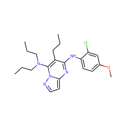 CCCc1c(Nc2ccc(OC)cc2Cl)nc2ccnn2c1N(CCC)CCC ZINC000072119790