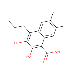 CCCc1c(O)c(O)c(C(=O)O)c2cc(C)c(C)cc12 ZINC000013435952