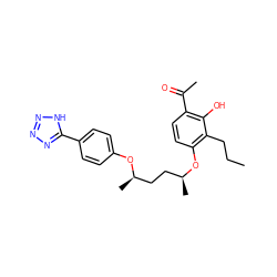 CCCc1c(O[C@@H](C)CC[C@@H](C)Oc2ccc(-c3nnn[nH]3)cc2)ccc(C(C)=O)c1O ZINC000028395445