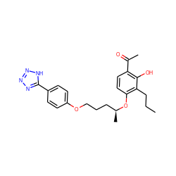 CCCc1c(O[C@@H](C)CCCOc2ccc(-c3nnn[nH]3)cc2)ccc(C(C)=O)c1O ZINC000028395892