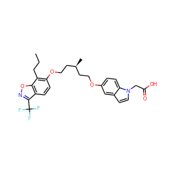 CCCc1c(OCC[C@@H](C)CCOc2ccc3c(ccn3CC(=O)O)c2)ccc2c(C(F)(F)F)noc12 ZINC000013677980