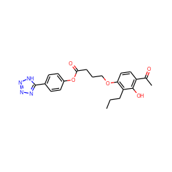 CCCc1c(OCCCC(=O)Oc2ccc(-c3nnn[nH]3)cc2)ccc(C(C)=O)c1O ZINC000028386062