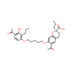 CCCc1c(OCCCCCOc2cc3c(cc2C(C)=O)CC[C@](CCC)(C(=O)O)O3)ccc(C(C)=O)c1O ZINC000029545837