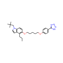 CCCc1c(OCCCCCOc2ccc(-c3nnn[nH]3)cc2)ccc2c1ccn2CC(C)(C)C ZINC000028464178