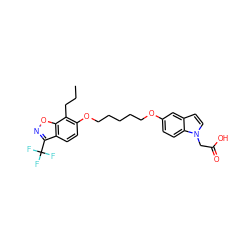 CCCc1c(OCCCCCOc2ccc3c(ccn3CC(=O)O)c2)ccc2c(C(F)(F)F)noc12 ZINC000013677970