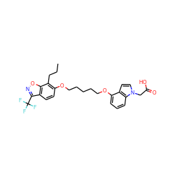 CCCc1c(OCCCCCOc2cccc3c2ccn3CC(=O)O)ccc2c(C(F)(F)F)noc12 ZINC000013677968