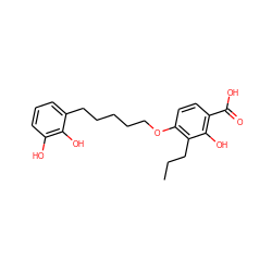 CCCc1c(OCCCCCc2cccc(O)c2O)ccc(C(=O)O)c1O ZINC000001538785