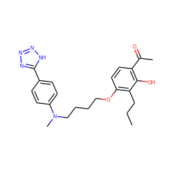 CCCc1c(OCCCCN(C)c2ccc(-c3nnn[nH]3)cc2)ccc(C(C)=O)c1O ZINC000028397828