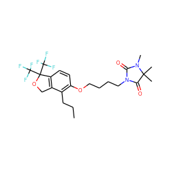 CCCc1c(OCCCCN2C(=O)N(C)C(C)(C)C2=O)ccc2c1COC2(C(F)(F)F)C(F)(F)F ZINC000117155580