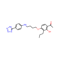 CCCc1c(OCCCCNc2ccc(-c3nnn[nH]3)cc2)ccc(C(C)=O)c1O ZINC000028390229