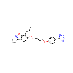 CCCc1c(OCCCCOc2ccc(-c3nnn[nH]3)cc2)ccc2c(CC(C)(C)C)noc12 ZINC000028462260