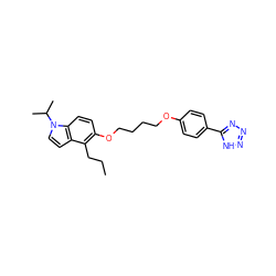 CCCc1c(OCCCCOc2ccc(-c3nnn[nH]3)cc2)ccc2c1ccn2C(C)C ZINC000028468417