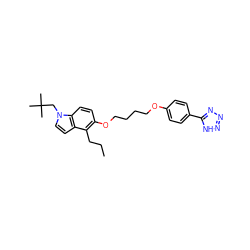 CCCc1c(OCCCCOc2ccc(-c3nnn[nH]3)cc2)ccc2c1ccn2CC(C)(C)C ZINC000006718472