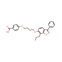 CCCc1c(OCCCCOc2ccc(C(=O)O)cc2)ccc2c(-c3ccccc3)noc12 ZINC000013488255