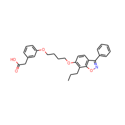 CCCc1c(OCCCCOc2cccc(CC(=O)O)c2)ccc2c(-c3ccccc3)noc12 ZINC000001554219