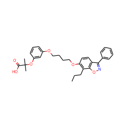 CCCc1c(OCCCCOc2cccc(OC(C)(C)C(=O)O)c2)ccc2c(-c3ccccc3)noc12 ZINC000012358254