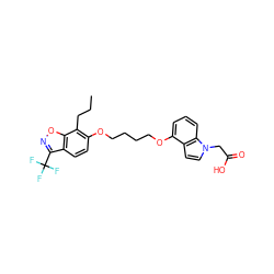 CCCc1c(OCCCCOc2cccc3c2ccn3CC(=O)O)ccc2c(C(F)(F)F)noc12 ZINC000013677964