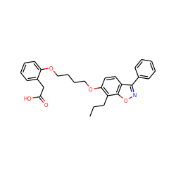 CCCc1c(OCCCCOc2ccccc2CC(=O)O)ccc2c(-c3ccccc3)noc12 ZINC000013488258