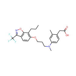 CCCc1c(OCCCN(C)c2ccc(CC(=O)O)c(C)c2)ccc2c(C(F)(F)F)noc12 ZINC000034717665