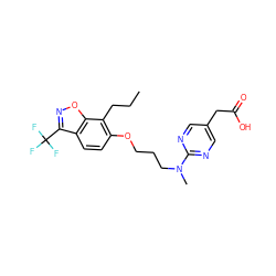 CCCc1c(OCCCN(C)c2ncc(CC(=O)O)cn2)ccc2c(C(F)(F)F)noc12 ZINC000035850008