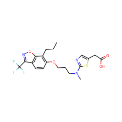 CCCc1c(OCCCN(C)c2ncc(CC(=O)O)s2)ccc2c(C(F)(F)F)noc12 ZINC000038157661