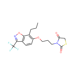 CCCc1c(OCCCN2C(=O)CSC2=O)ccc2c(C(F)(F)F)noc12 ZINC000003938179