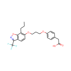 CCCc1c(OCCCOc2ccc(CC(=O)O)cc2)ccc2c(C(F)(F)F)noc12 ZINC000034717666