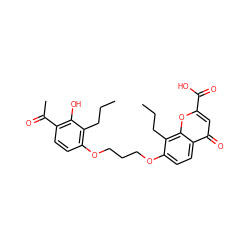 CCCc1c(OCCCOc2ccc3c(=O)cc(C(=O)O)oc3c2CCC)ccc(C(C)=O)c1O ZINC000013834076