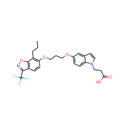 CCCc1c(OCCCOc2ccc3c(ccn3CCC(=O)O)c2)ccc2c(C(F)(F)F)noc12 ZINC000013677986