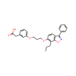 CCCc1c(OCCCOc2cccc(CC(=O)O)c2)ccc2c(-c3ccccc3)noc12 ZINC000013488256