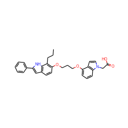 CCCc1c(OCCCOc2cccc3c2ccn3CC(=O)O)ccc2cc(-c3ccccc3)[nH]c12 ZINC000013678008