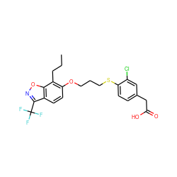 CCCc1c(OCCCSc2ccc(CC(=O)O)cc2Cl)ccc2c(C(F)(F)F)noc12 ZINC000003834054