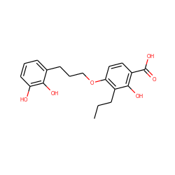 CCCc1c(OCCCc2cccc(O)c2O)ccc(C(=O)O)c1O ZINC000027083104