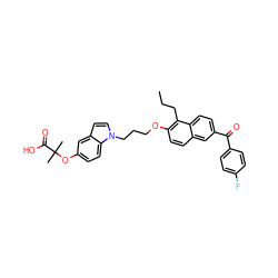 CCCc1c(OCCCn2ccc3cc(OC(C)(C)C(=O)O)ccc32)ccc2cc(C(=O)c3ccc(F)cc3)ccc12 ZINC000044351563