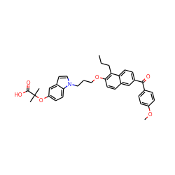 CCCc1c(OCCCn2ccc3cc(OC(C)(C)C(=O)O)ccc32)ccc2cc(C(=O)c3ccc(OC)cc3)ccc12 ZINC000042833889