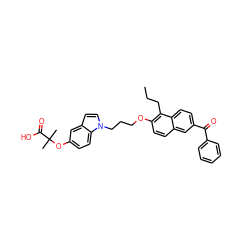 CCCc1c(OCCCn2ccc3cc(OC(C)(C)C(=O)O)ccc32)ccc2cc(C(=O)c3ccccc3)ccc12 ZINC000036757872