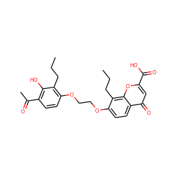 CCCc1c(OCCOc2ccc3c(=O)cc(C(=O)O)oc3c2CCC)ccc(C(C)=O)c1O ZINC000013834077