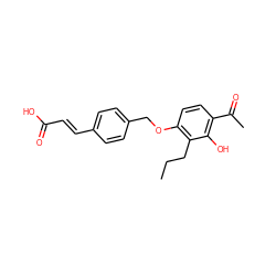 CCCc1c(OCc2ccc(/C=C/C(=O)O)cc2)ccc(C(C)=O)c1O ZINC000027978327