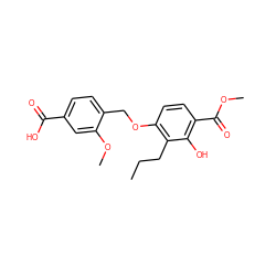 CCCc1c(OCc2ccc(C(=O)O)cc2OC)ccc(C(=O)OC)c1O ZINC000027978064