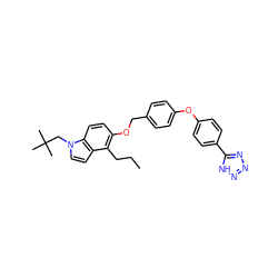 CCCc1c(OCc2ccc(Oc3ccc(-c4nnn[nH]4)cc3)cc2)ccc2c1ccn2CC(C)(C)C ZINC000028457772