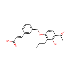 CCCc1c(OCc2cccc(/C=C/C(=O)O)c2)ccc(C(C)=O)c1O ZINC000027888708