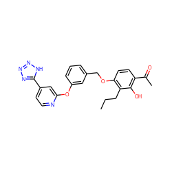 CCCc1c(OCc2cccc(Oc3cc(-c4nnn[nH]4)ccn3)c2)ccc(C(C)=O)c1O ZINC000148063452